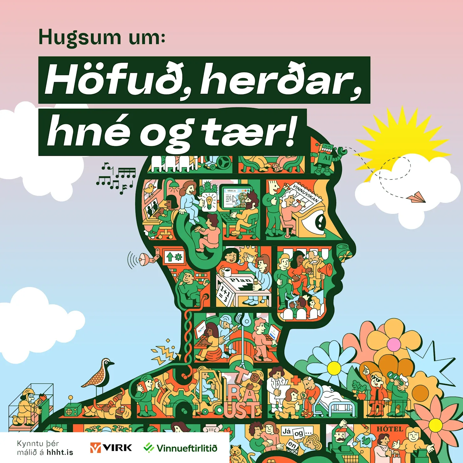 Höfuð hreðar hné og tær